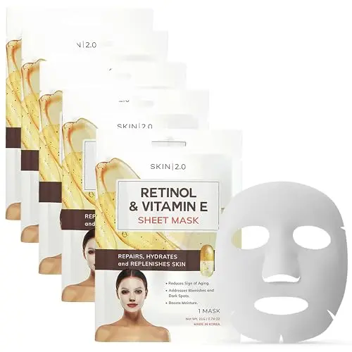 Skin 2.0 Retinol and Vitamin E Sheet Mask for hyperpigmentation and acne scars