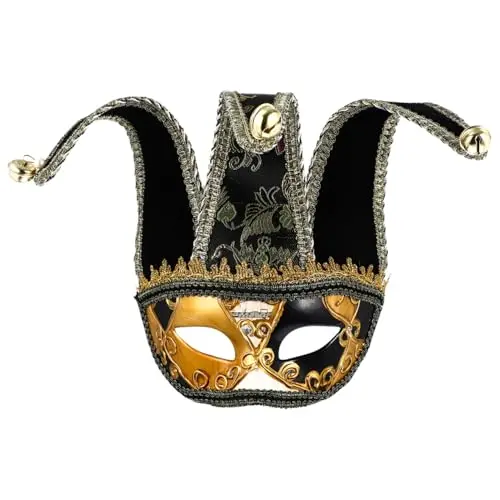 PRETYZOOM black jester style masquerade mask for men