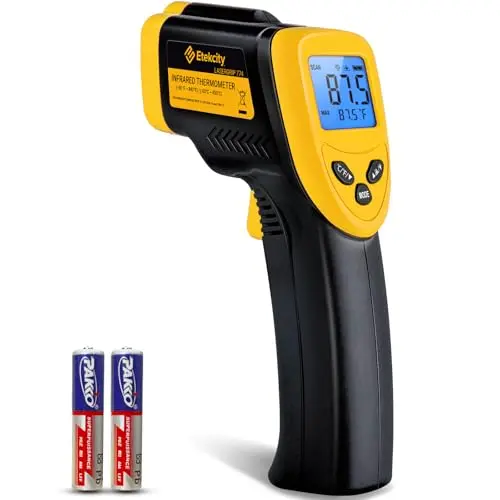 Etekcity Lasergrip 774 infrared thermometer in dark yellow