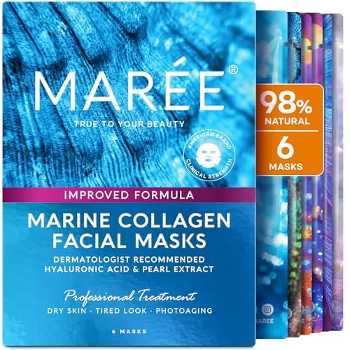 MAREE Collagen Facial Mask with colorful designs