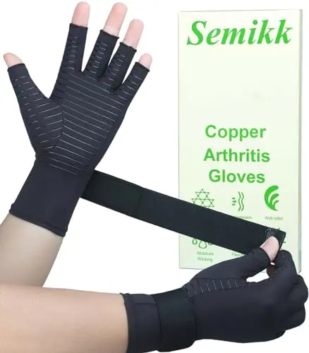 Semikk fingerless compression gloves with adjustable wrist strap