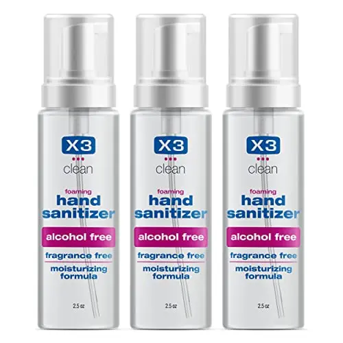 X3 Clean alcohol-free foaming hand sanitizer travel bottles