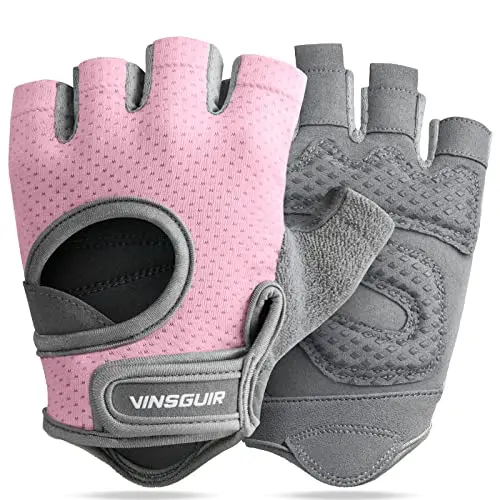 VINSGUIR women's workout gloves with breathable mesh and silicone grip