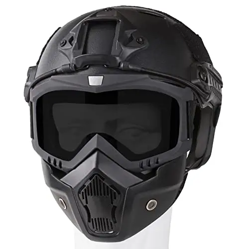 VPZenar full face airsoft mask and helmet with NVG mount and detachable goggles