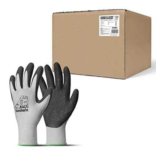 toolant bulk crinkle latex work gloves in large quantity package