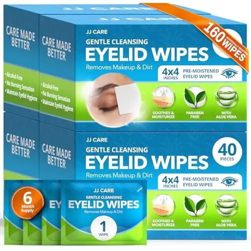 JJ CARE Eyelid Cleaning Wipes for irritated eyes