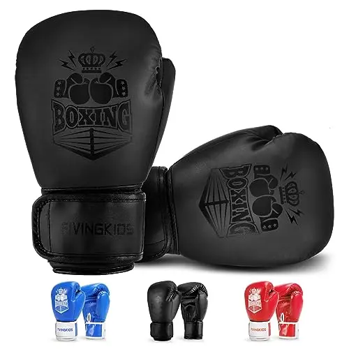 KUANG QUAN youth boxing gloves with colorful designs and one-piece wrist protection