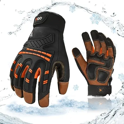 Vgo winter waterproof gloves showing orange lining and protective patches