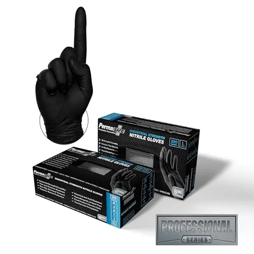 PermaSafe heavy duty nitrile gloves with pyramidal texture