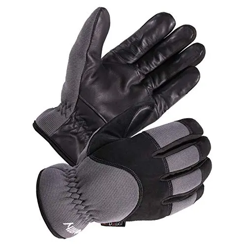 SKYDEER winter work gloves with genuine leather palm and fleece lining