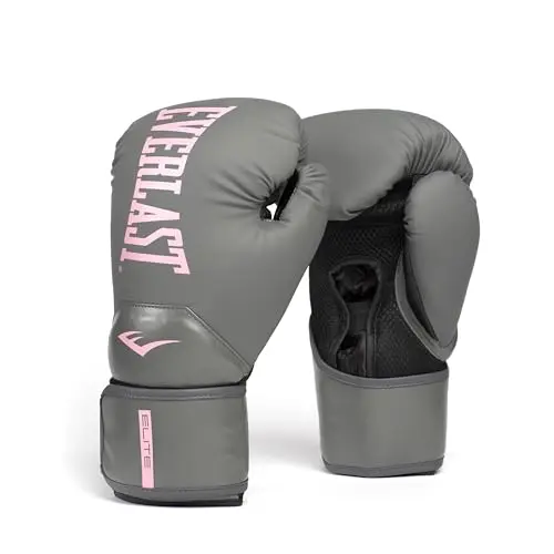 Everlast Elite 2 boxing gloves in grey and pink