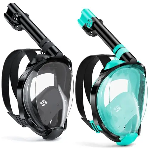 W WSTOO full face snorkel mask with panoramic view and quick-release buttons