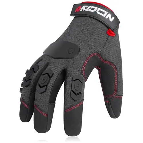 NoCry heavy duty work gloves with silicone grip and touchscreen fingertips