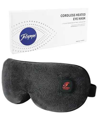 TELEPEPE cordless heated eye mask in black with short plush material