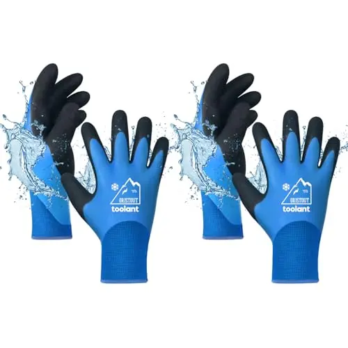 ORISTOUT Waterproof Winter Work Gloves with latex coating and thermal insulation
