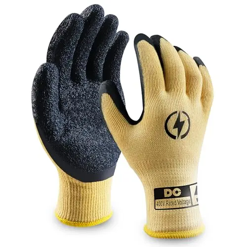 DongChu 400V insulated electrician gloves with rubber non-slip palms in yellow color