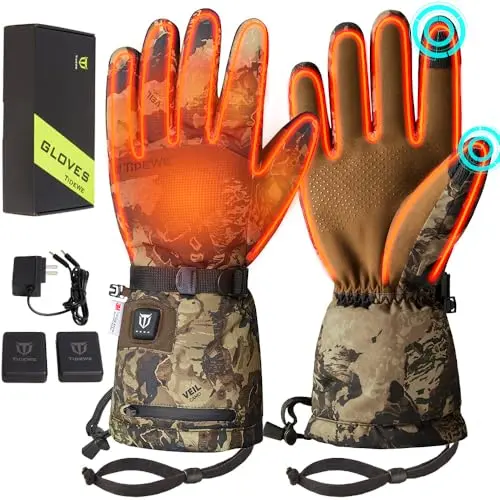 TIDEWE heated gloves in camo pattern for outdoor work