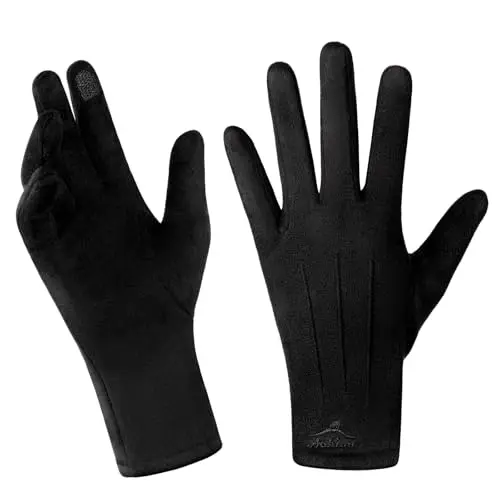 Achiou women's touchscreen gloves in use during outdoor activity