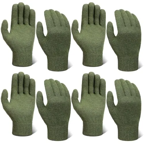 Cozypower wool liner gloves in green for outdoor use