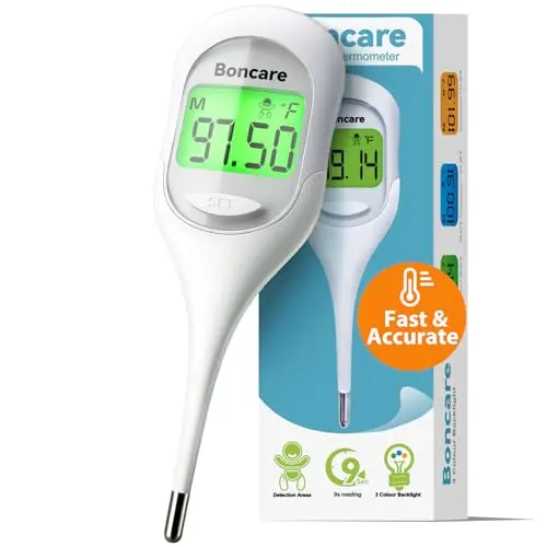 Boncare basal thermometer with large display in rice-white color