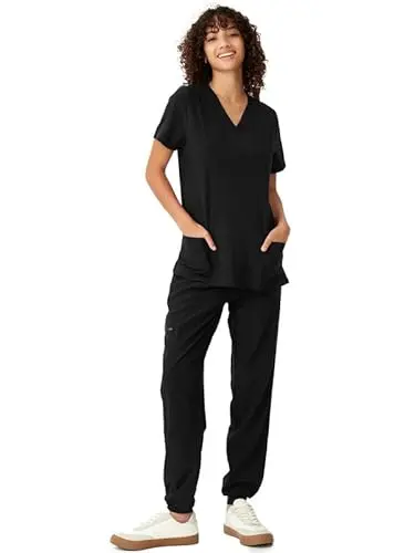 Floralhue women's scrubs set with cargo pants and v-neck top