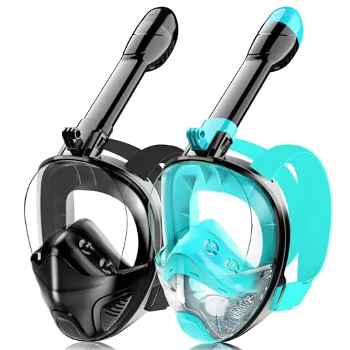 Hydroview full face snorkel mask with dual float balls and camera mount