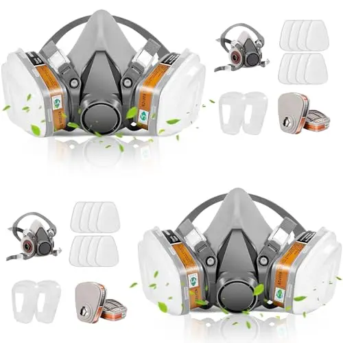 Two respirator masks with multiple filters