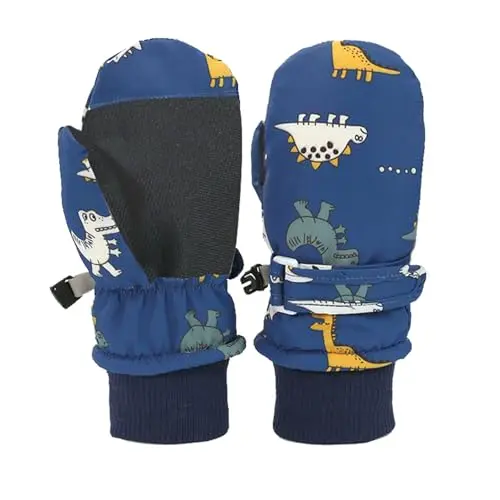 Huuflyty waterproof toddler mittens with bear design