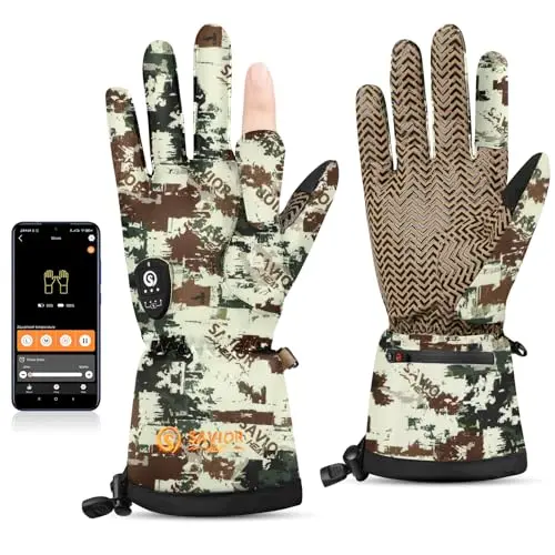 SAVIOR HEAT camouflage heated hunting gloves with fingerless design