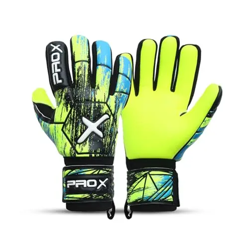PRO X youth goalie gloves in fluorescent yellow with strong grip padding
