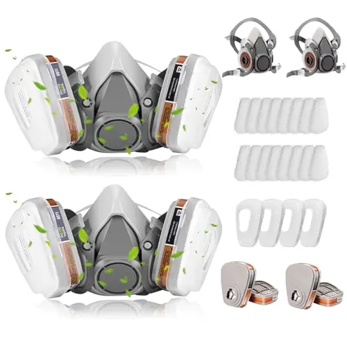 Respirator mask two-set bundle with filters for chemical protection