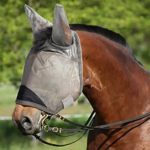 Animal-Gifts fly mask with ear coverage and adjustable fit for various horse sizes