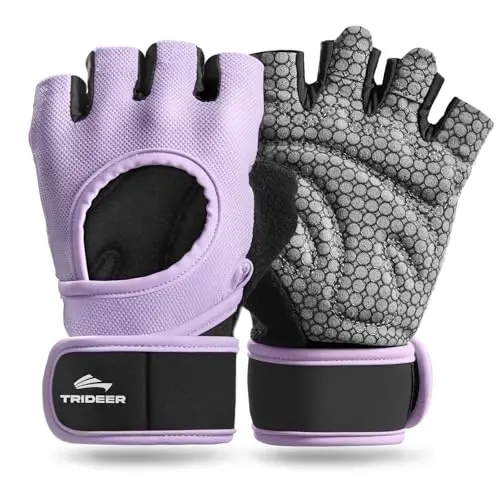 Trideer women's weight lifting gloves with adjustable wrist wraps and full palm protection