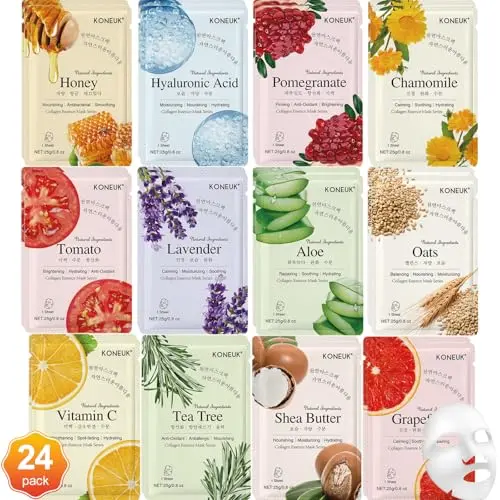KONEUK 24-pack collagen sheet masks for sensitive skin