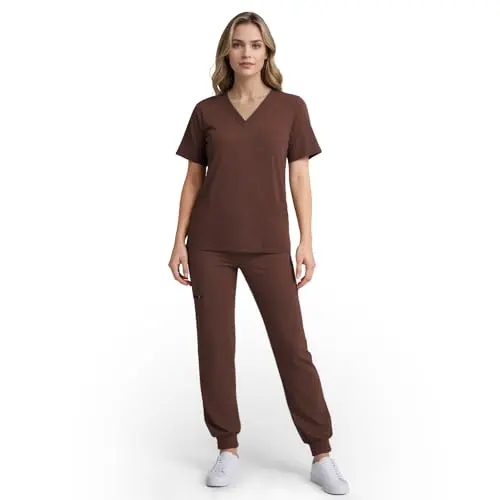 Eipnare Women's Scrubs Set with jogger pants and multi-pocket design