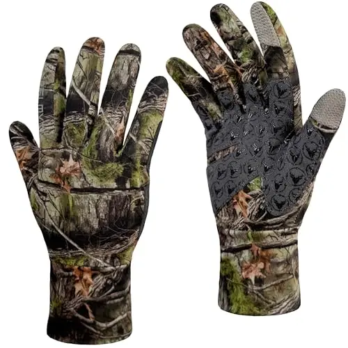 Palmyth lightweight camo hunting gloves with UPF protection