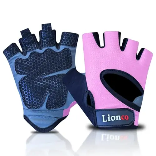 LIONCO gel padded workout gloves with adjustable strap and breathable fabric