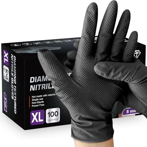 Epecnic black nitrile gloves with raised diamond texture
