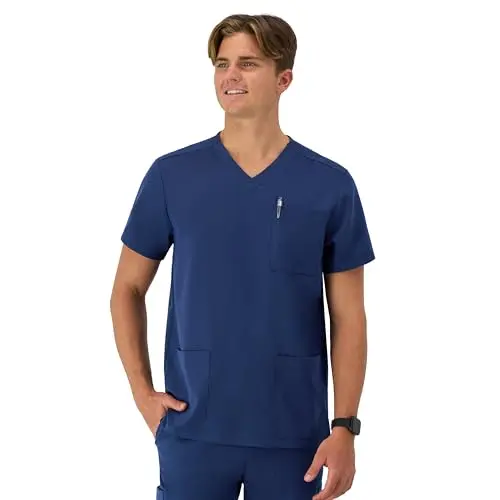 Hanes men's scrub top with moisture-wicking and odor control