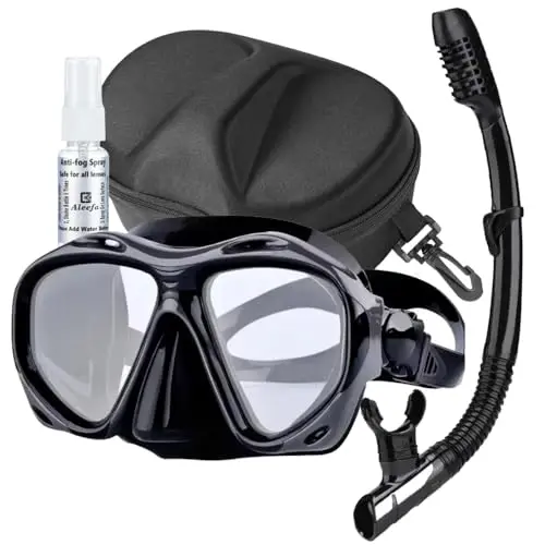 Aleefa farsighted diving mask with snorkel and prescription lenses