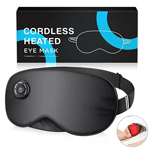 YELOEN cordless heated eye mask in black with silk material