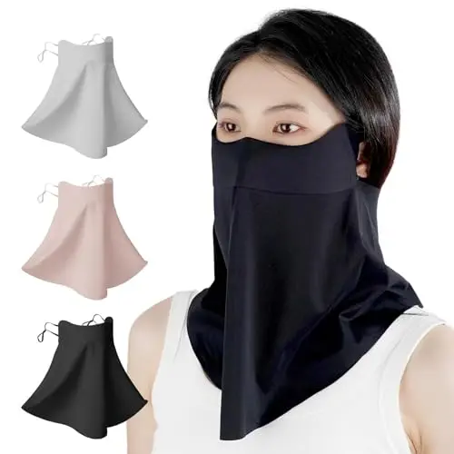 UV sun protection face mask with neck coverage and adjustable straps