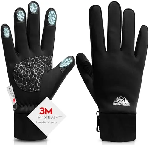 Bruvoalon winter running gloves with touchscreen fingers and anti-slip grip