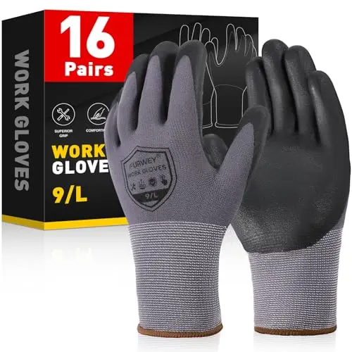 FURWEY gray micro-foam nitrile coated work gloves