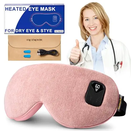 FACEMOON heated eye mask in pink with ergonomic design