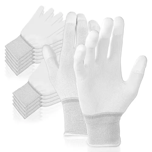 Abeillo white nylon ESD anti-static gloves