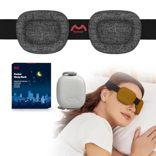 Fismool 3D sleep mask showing adjustable eye sockets and light-blocking design