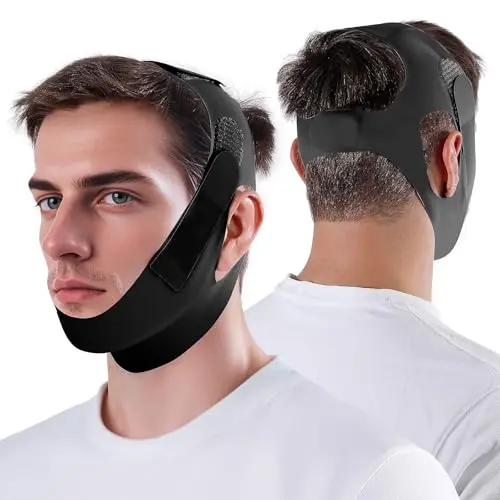 NOIKO anti-snoring chin strap showing comfortable fit on face