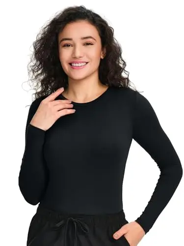 COZYFIT women's long sleeve underscrub shirt in black