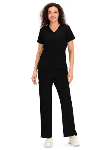 COZYFIT scrub set with longer pants and multiple pockets